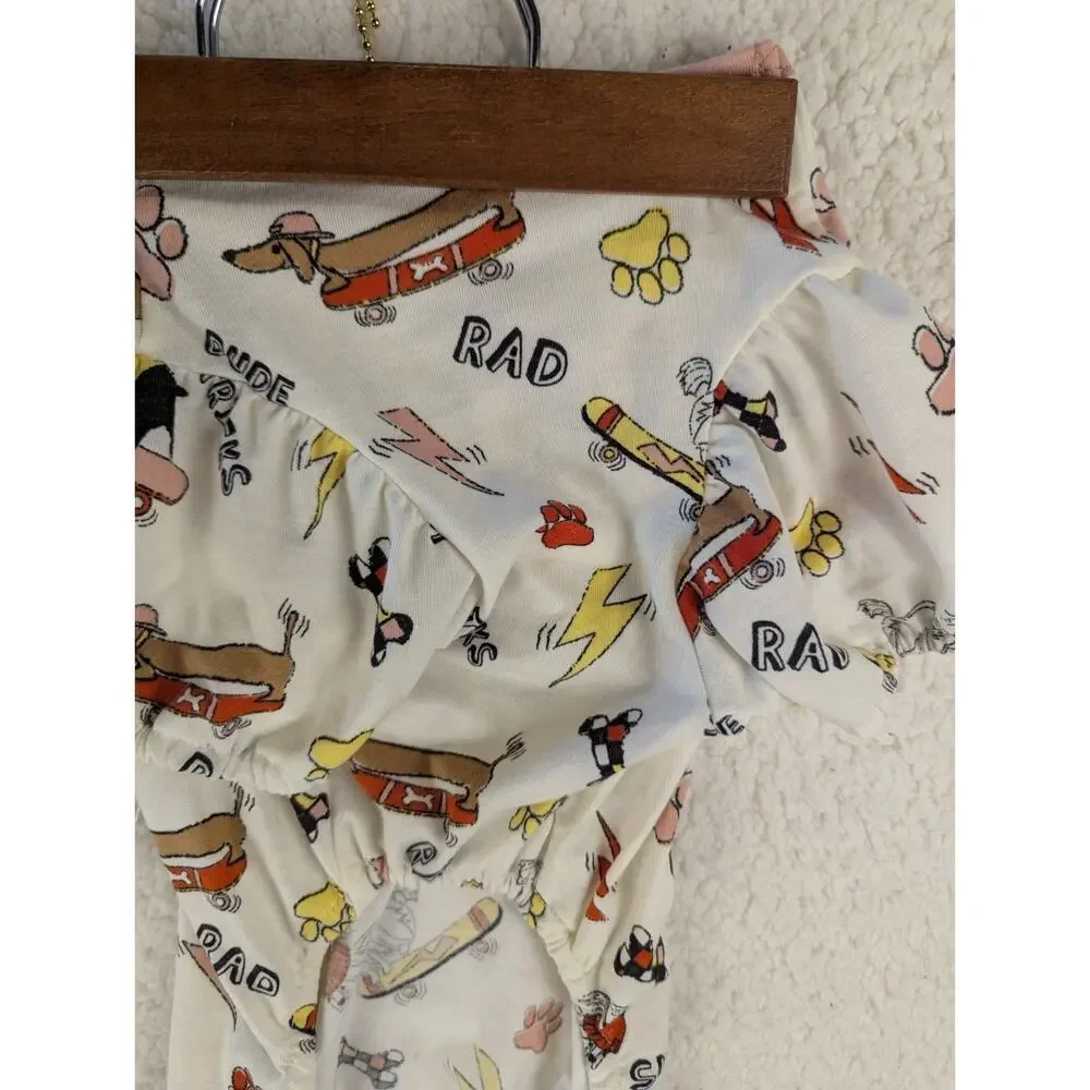 Youly‎ Skateboarding Dog Pet Pajamas Large Pink Cream Puffed Sleeve Rad NEW